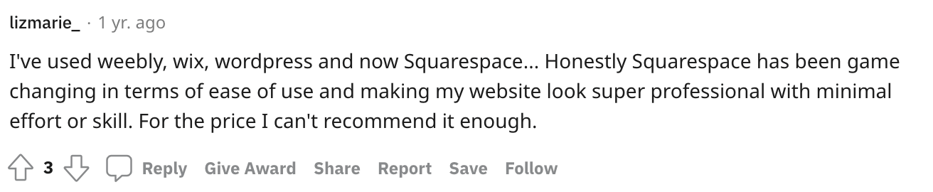 Reddit top comments about the best website builder in 2024