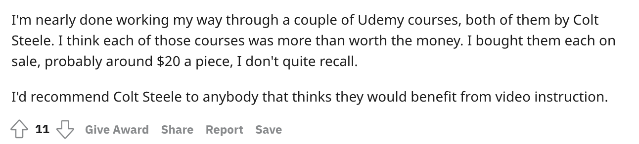 reddits comment if udemy is legit