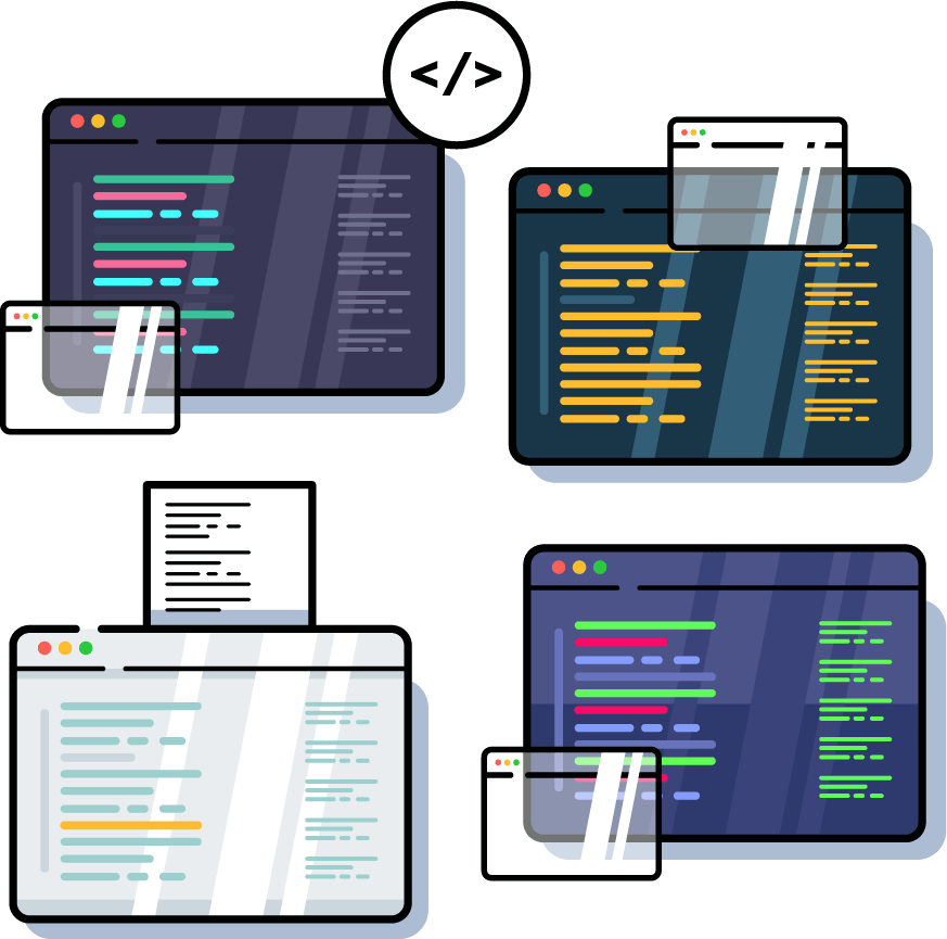 code editors svg illustration